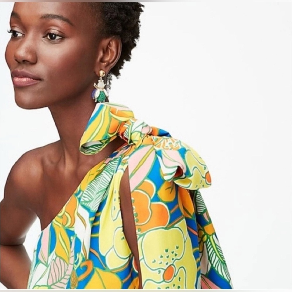 J.Crew one-shoulder silk midi dress in a tropical floral print - Picture 15 of 17